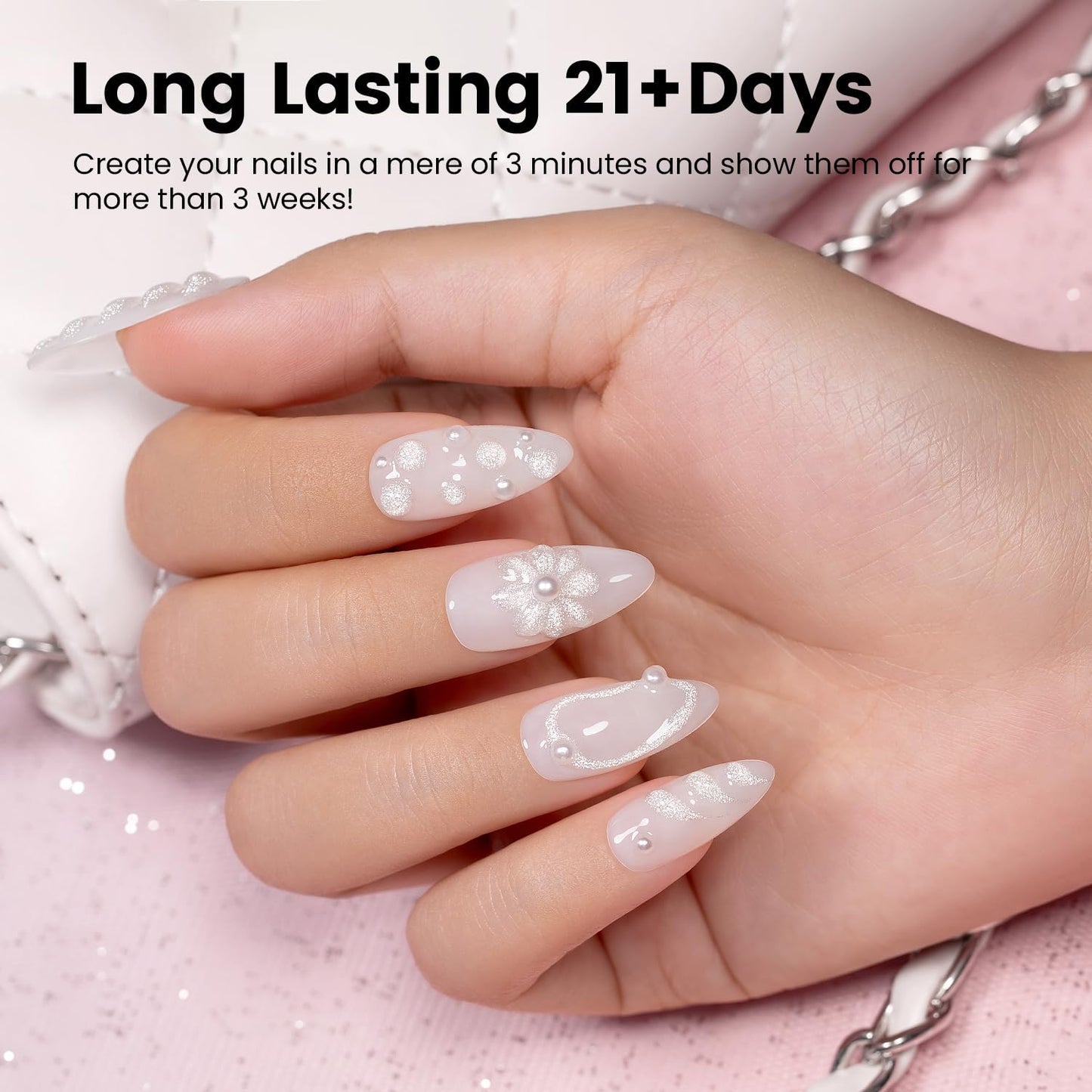 RARJSM 3D Nail Art Sculpture Gel Nail Polish Silver White Glitter Nail Charms Rhinestone Glue No Wipe DIY Drawing Hard Nail Craving Sculpting Gel UV LED Curing Requires Nail Decoration Manicure Design-BrightBean Baby