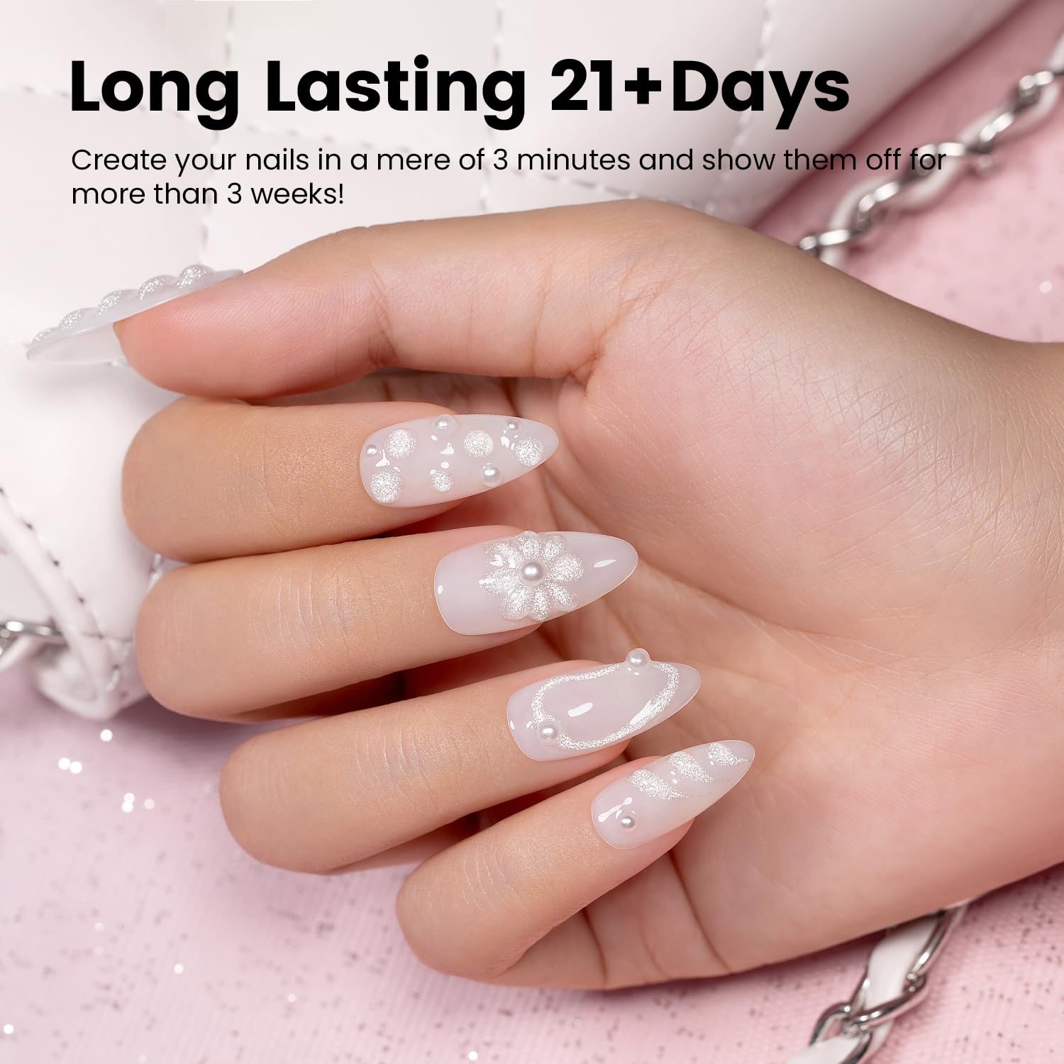 RARJSM 3D Nail Art Sculpture Gel Nail Polish Silver White Glitter Nail Charms Rhinestone Glue No Wipe DIY Drawing Hard Nail Craving Sculpting Gel UV LED Curing Requires Nail Decoration Manicure Design-BrightBean Baby