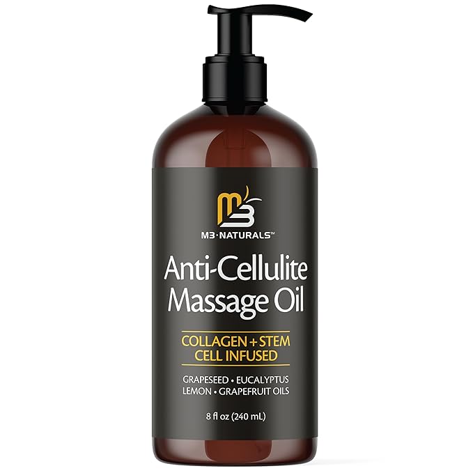 M3 Naturals Firming Body Massage Oil with Collagen & Stem Cell – Helps Smooth The Appearance of Cellulite & Improve Skin Texture – Refreshing Aromatherapy Body Oil for Legs & Full Body – 8 Fl Oz-BrightBean Baby