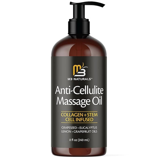 M3 Naturals Firming Body Massage Oil with Collagen & Stem Cell – Helps Smooth The Appearance of Cellulite & Improve Skin Texture – Refreshing Aromatherapy Body Oil for Legs & Full Body – 8 Fl Oz-BrightBean Baby