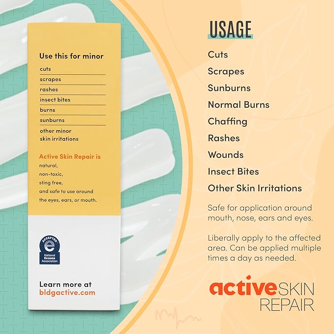 Active Skin Repair First Aid Healing Skin Hydrogel - Natural & Non-Toxic Repairing Ointment with Hypochlorus Acid for Minor Cuts, Wounds, Scrapes, Rashes, Sunburns, & More, 3 oz-BrightBean Baby