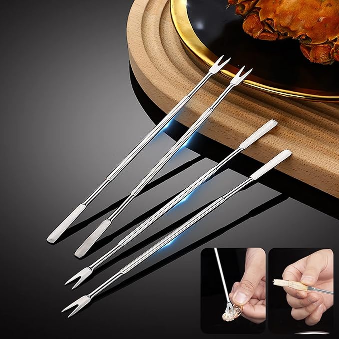 Crab Crackers and Tools, 27-piece Seafood Tools Set, Includes 8 Crab Leg Crackers, 8 Lobster Shellers, 8 Crab Leg Forks/Picks, 2 Seafood Scissors & Storage Bag, Nut Cracker Set