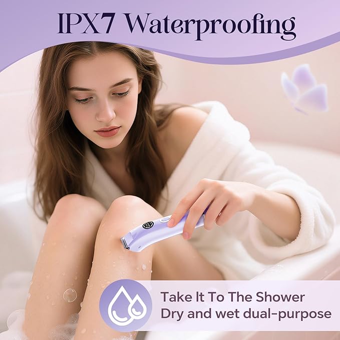 Bikini Trimmer for Women|Hair Removal Shaver - Painless Electric Razor, Cordless Body Shaver for Travel, Replaceable Lady Facial Razor|Trim Nasal/Eyebrows, IPX7 Waterproof&Easy Cleaning, Ceramic Blade-BrightBean Baby