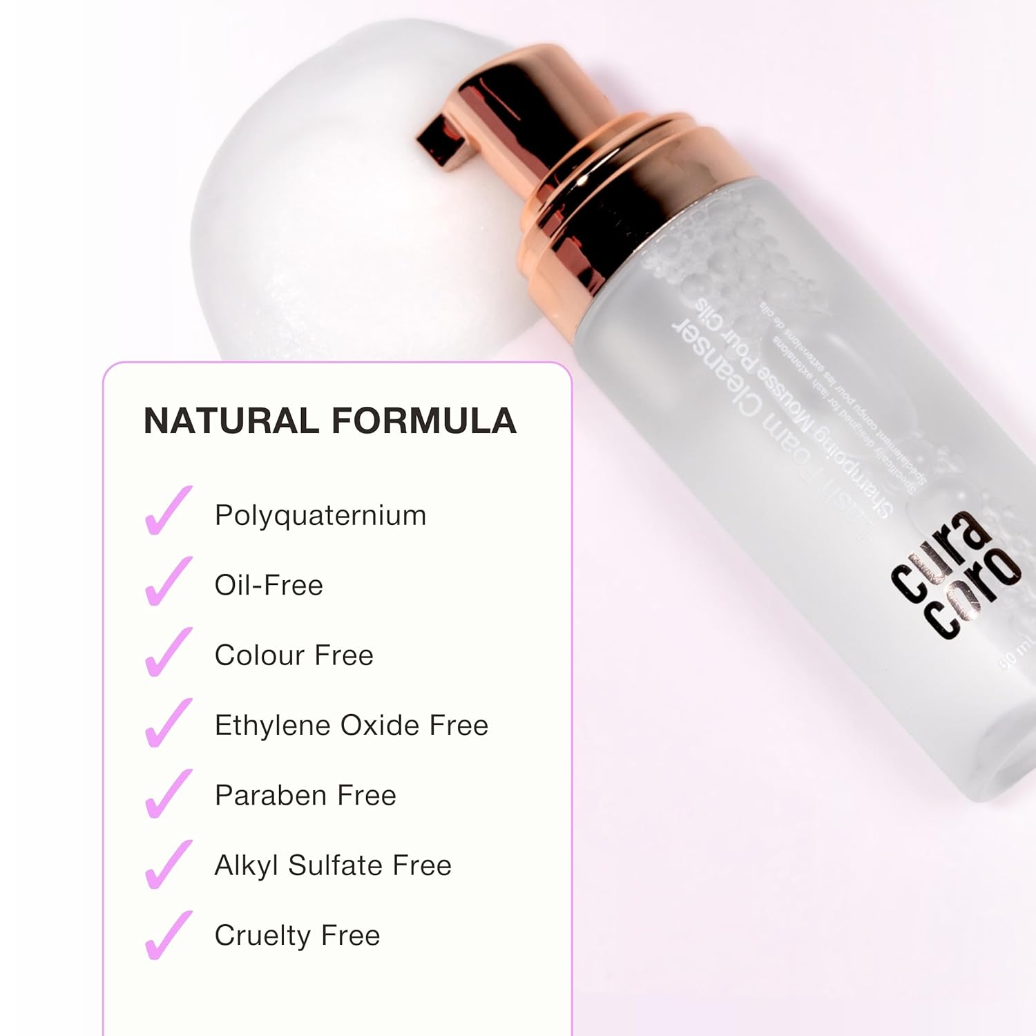 CURACORO 60ML Eyelash Extension Cleanser (Unscented) - Lash Shampoo for Lash Extensions, Eyelash Extension Foam Cleanser for Sensitive Skin, Removes Waterproof Makeup for Professional & Home Use-BrightBean Baby