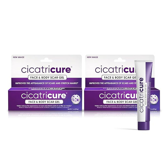 Cicatricure Advanced Scar Gel for Face & Body - Proven Results in 2 Weeks, Scar Treatment for Surgical Scars, Stretch Marks, Scars of Burns and Injuries, Acne Scar Treatment, 1 oz (28 g) - Pack of 2-BrightBean Baby