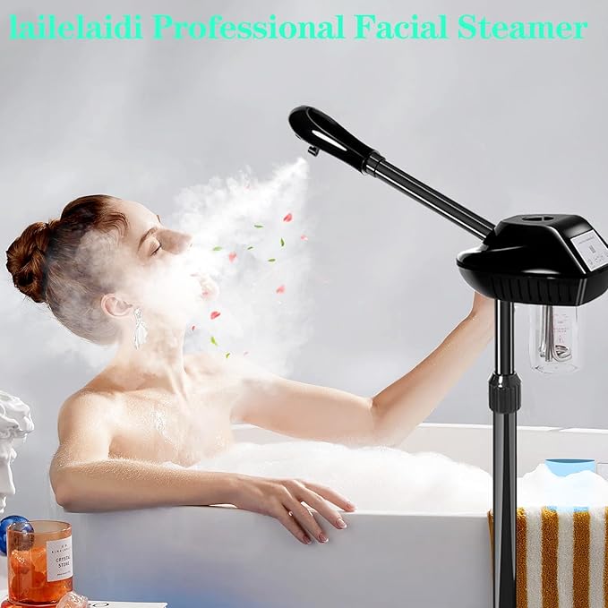Professional Facial Steamer for Estheticians, Hot Mist & Timer Function, Ozone Facial Steamer on Wheels for Spa Beauty, Home Use-BrightBean Baby