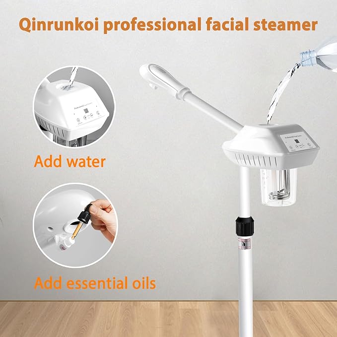 Professional Facial Steamer, Stand Ozone Face Steamer on Wheels, Adjustable Height and Angle,Estheticians Steamer More Steam,Hot Mist Facial Humidifier Atomizer for Spa Beauty, Home Use-BrightBean Baby