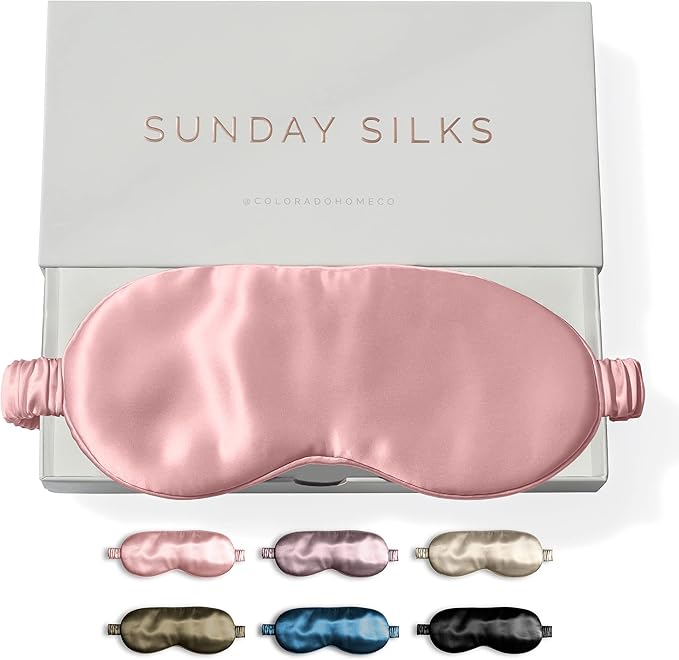 SUNDAYSILKS™ Exclusive Mulberry Silk Sleep Mask | Soft Eye Covers, Blackout Sleeping Mask for Women & Men | Silk Eye Mask for Sleep, Travel, and Relaxation | Antifaz para Dormir [Pink Quartz]-BrightBean Baby