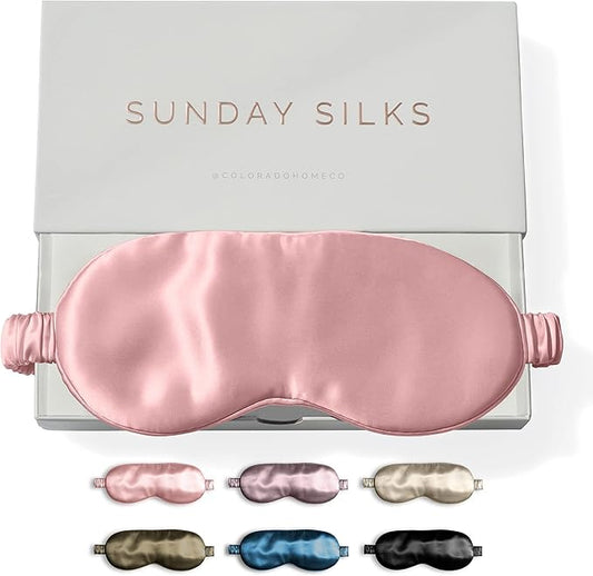 SUNDAYSILKS™ Exclusive Mulberry Silk Sleep Mask | Soft Eye Covers, Blackout Sleeping Mask for Women & Men | Silk Eye Mask for Sleep, Travel, and Relaxation | Antifaz para Dormir [Pink Quartz]-BrightBean Baby