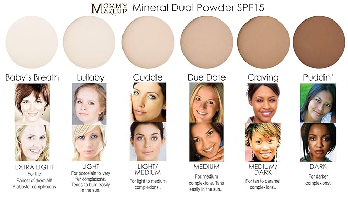 Mineral Dual Powder in Toasted (Medium Dark Tan) | 4-in-1 Pressed Mineral Foundation with SPF 15 for Flawless Glow & Soft Looking Skin | Oil Free, Talc Free, Gluten Free | 0.45 Oz | by Mommy Makeup-BrightBean Baby