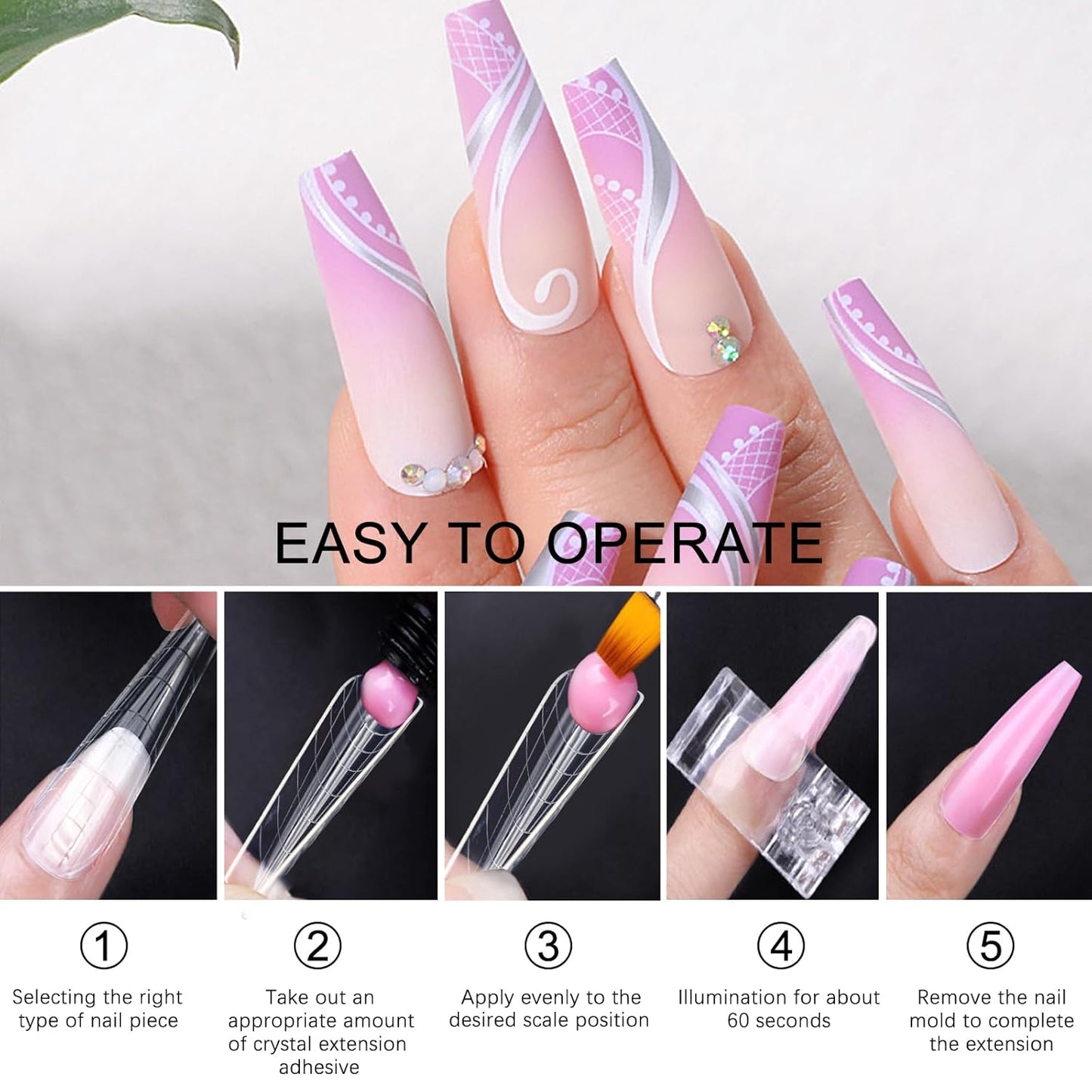 120 Pcs Poly Extension Gel Dual Nail Forms Nail Molds With Scale Builder Coffin Nail for Gel Manicure Nail Art Design Salon DIY at Home (Long Ferrari Dual Nail Forms Set)-BrightBean Baby