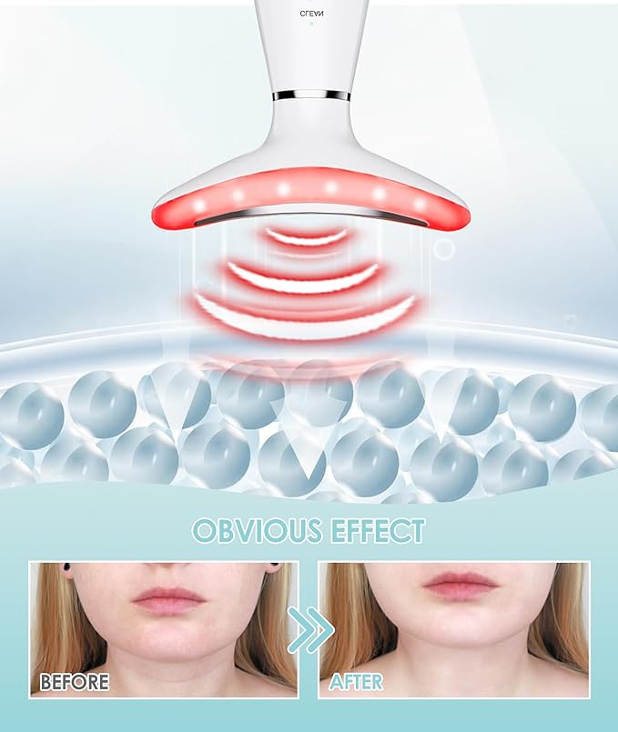 7 Color Neck Face Massager - Facial Massager Tool for Skin Care at Home, Vibrating Face Massager with Thermals, Galvanic Machines White-BrightBean Baby