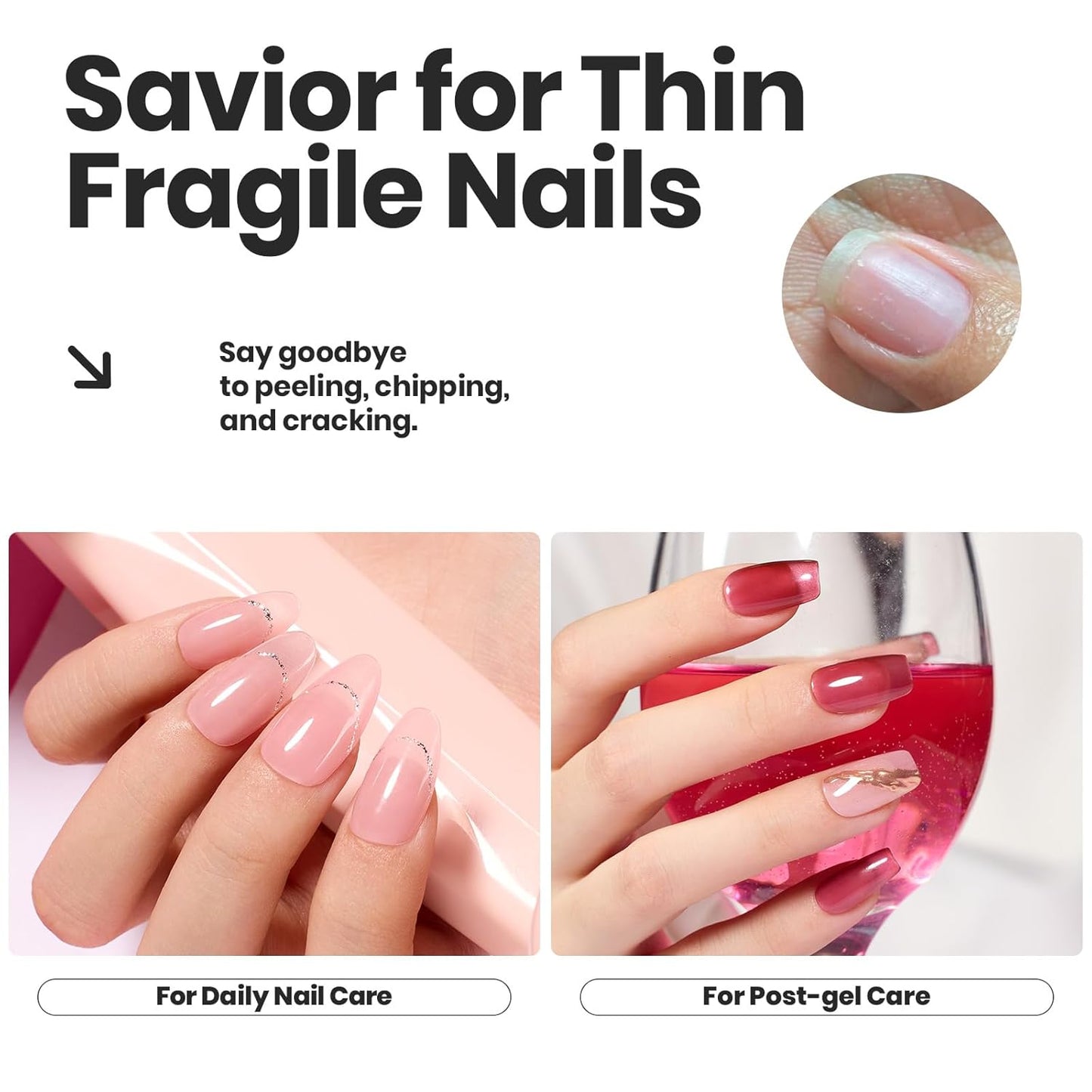 Beetles Jelly Nail Polish Set, 6 Colors Sheer Pink Nail Polish Long Lasting & Quick Dry Clear Jelly for Women, Pink Nail Strengthener Polish for Salon DIY Manicure Set-BrightBean Baby