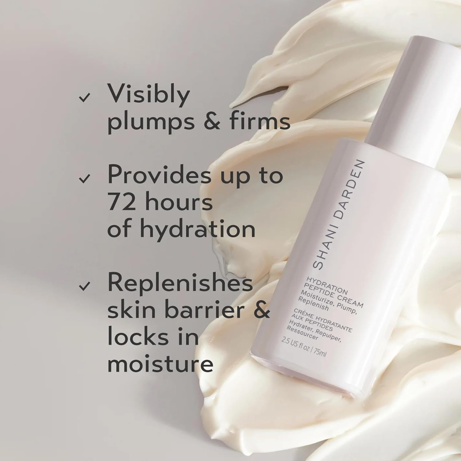 Shani Darden Hydration Peptide Cream, Oil-Free Face Moisturizer with Peptides, Squalane, Niacinamide & Ceramides for Normal to Dry Skin, Up to 72 Hours of Hydration Without Clogging Pores, 2.5 fl oz-BrightBean Baby