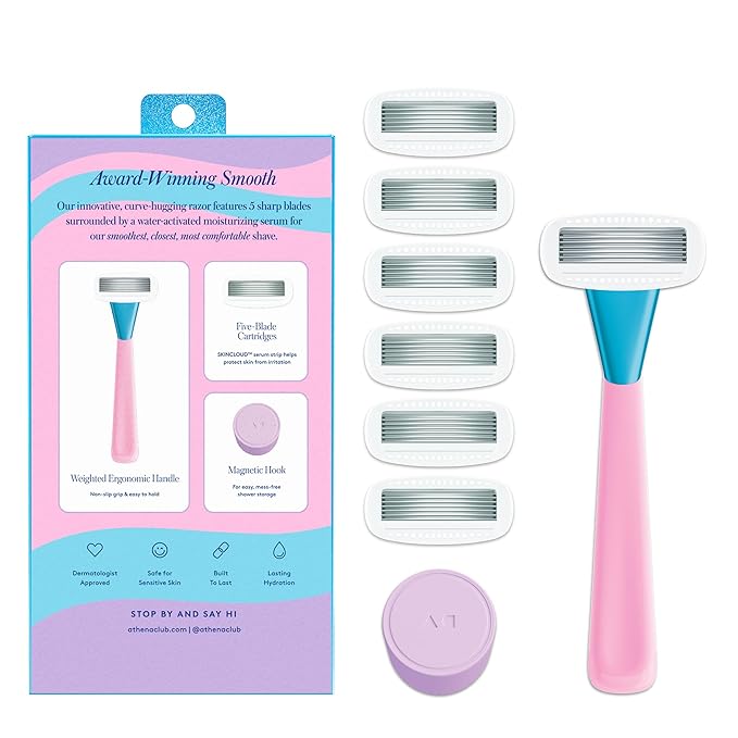 Women's Razor Shave Kit, 1 Pool Party Razor Handle + 6 Blade Refills-BrightBean Baby