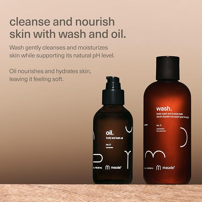 Maude Oil No. 0 - Hydrating Organic Massage + Body Oil - Skin Moisturizer with Organic Jojoba, Coconut & Castor Oil - Rich in Vitamin B + Vitamin E (4 fl oz)-BrightBean Baby