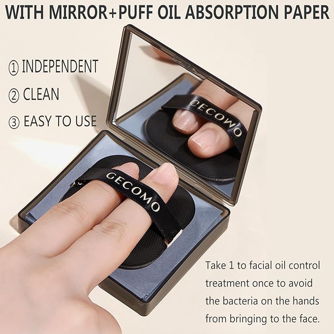 Natural Bamboo Charcoal Facial Oil Blotting Paper,100pcs Oil Blotting Sheets with Portable Mirror & Makeup Puff for Oily Face Skin,Oil Control Film Easy Take Out Handy Friendly Oil Absorbing Tissues-BrightBean Baby