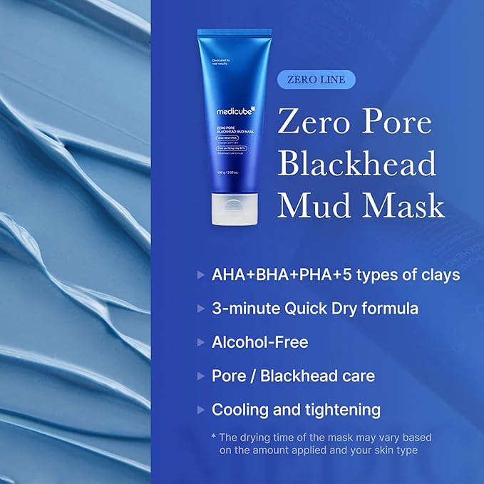 Medicube Zero Pore Blackhead Mud Facial Mask - Skin Cooling & Pore Tightening - 3 Minute Quick Dry Formula with AHA, BHA, PHA, and Pore-Purifying Clay - Korean Mud Mask 3.52 oz-BrightBean Baby