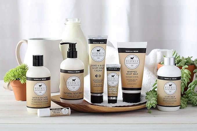 Dionis Goat Milk Hand Cream and Lip Balm 3 Piece Gift Set (Vanilla Bean, 3 Piece)-BrightBean Baby