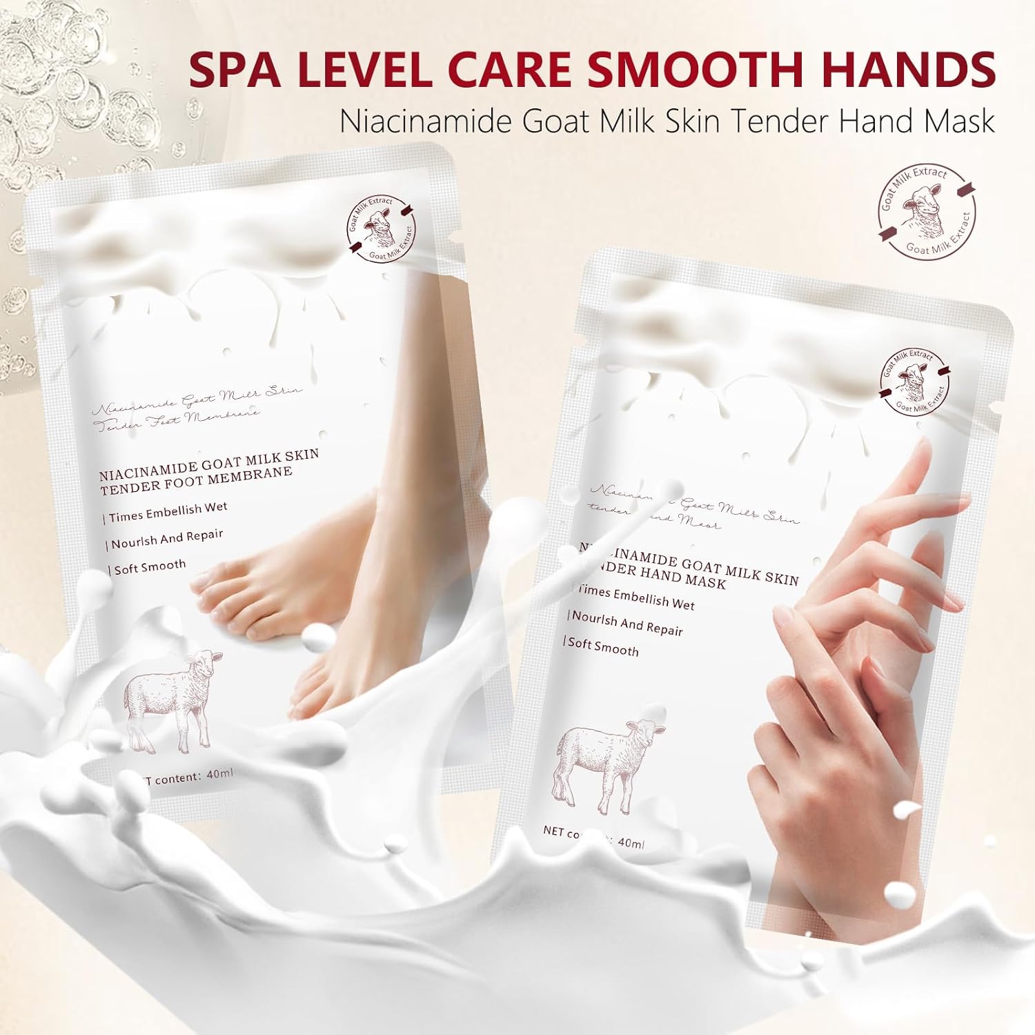 Hydrating Hand Foot Masks Set for Women Men,3 Pack Glove Mask for Dry Hand & 3 Pack Socks Mask for Dry Cracked Feet（Milk）-BrightBean Baby