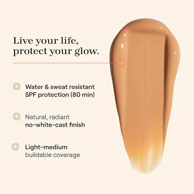 Live Tinted Hueguard Skin Tint SPF 50 - Tinted Mineral Sunscreen with Light-Medium Buildable Coverage With a Hydrating and Radiant Finish - Water and Sweat Resistant, 1.35 fl oz - Shade 08-BrightBean Baby