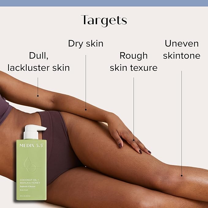 Medix 5.5 Brightening Vitamin C Cream + Coconut Oil Moisturizer Skin Care Set | Body Cream & Face Lotion Bundle | Firming Body Lotion Set For Women, Crepey Skin Treatment, Wrinkles, Cellulite, 2PC-BrightBean Baby