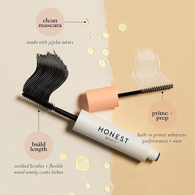 Honest Beauty Extreme Length Volumizing Clean Mascara + Honest Lavender Foaming Bubble Bath Bundle | Naturally Derived + Cruelty Free | 0.27 fl oz, 12 fl oz-BrightBean Baby