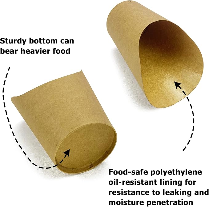 CAMKYDE 100 Pcs French Fries Holder, 14oz Disposable Paper French Fry Cups Charcuterie Cups for all Occasions (14oz, Brown)