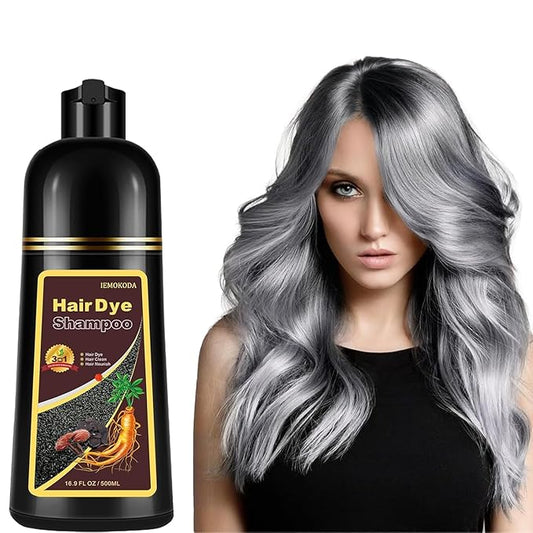 Silver Gray Hair Dye Shampoo, Instant Hair Color Shampoo, Colors Hair in Minutes, Long Lasting Silver Hair Dye, Champu Para Canas, Easy to Use 16.90 Fl Oz-BrightBean Baby