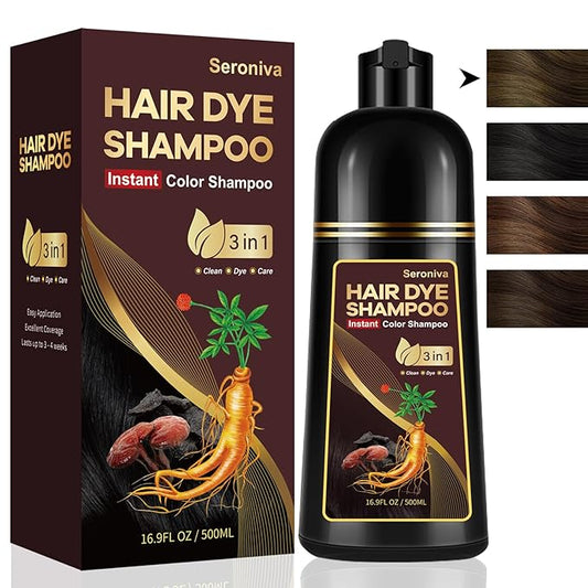 3-in-1 Hair Dye Shampoo Light Brown, Natural Hair Color Shampoo for Gray Hair, Hair Instant Dye Shampoo for Women & Men, Long-Lasting Shampoo Hair Dye Colors Hair in Minutes, Champu Para Canas, 500 Ml-BrightBean Baby