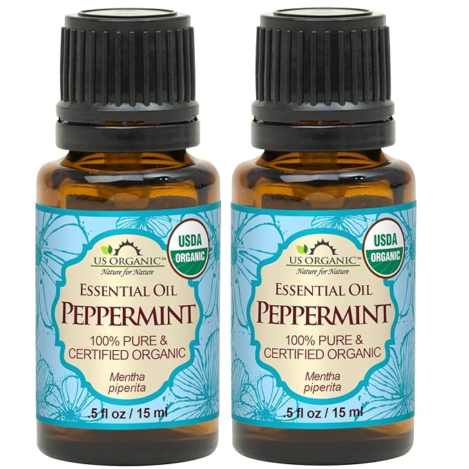 US Organic 100% Pure Peppermint Essential Oil - USDA Certified Organic - 15 ml Pack of 2 - w/Improved caps and droppers (More Size Variations Available)-BrightBean Baby