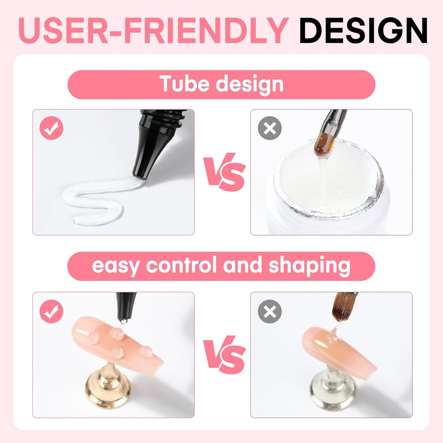 UNA GELLA 3D Gel Nail Art, 3D Nail Gel Sculpting G el Glue 15g 4 in 1 No Wipe Clear Nail Polish for Nails Tips, Chrome Powder, Nail Charms Gems, Drawing, Molding and DIY Nail Art Lamp Curing Needed-BrightBean Baby