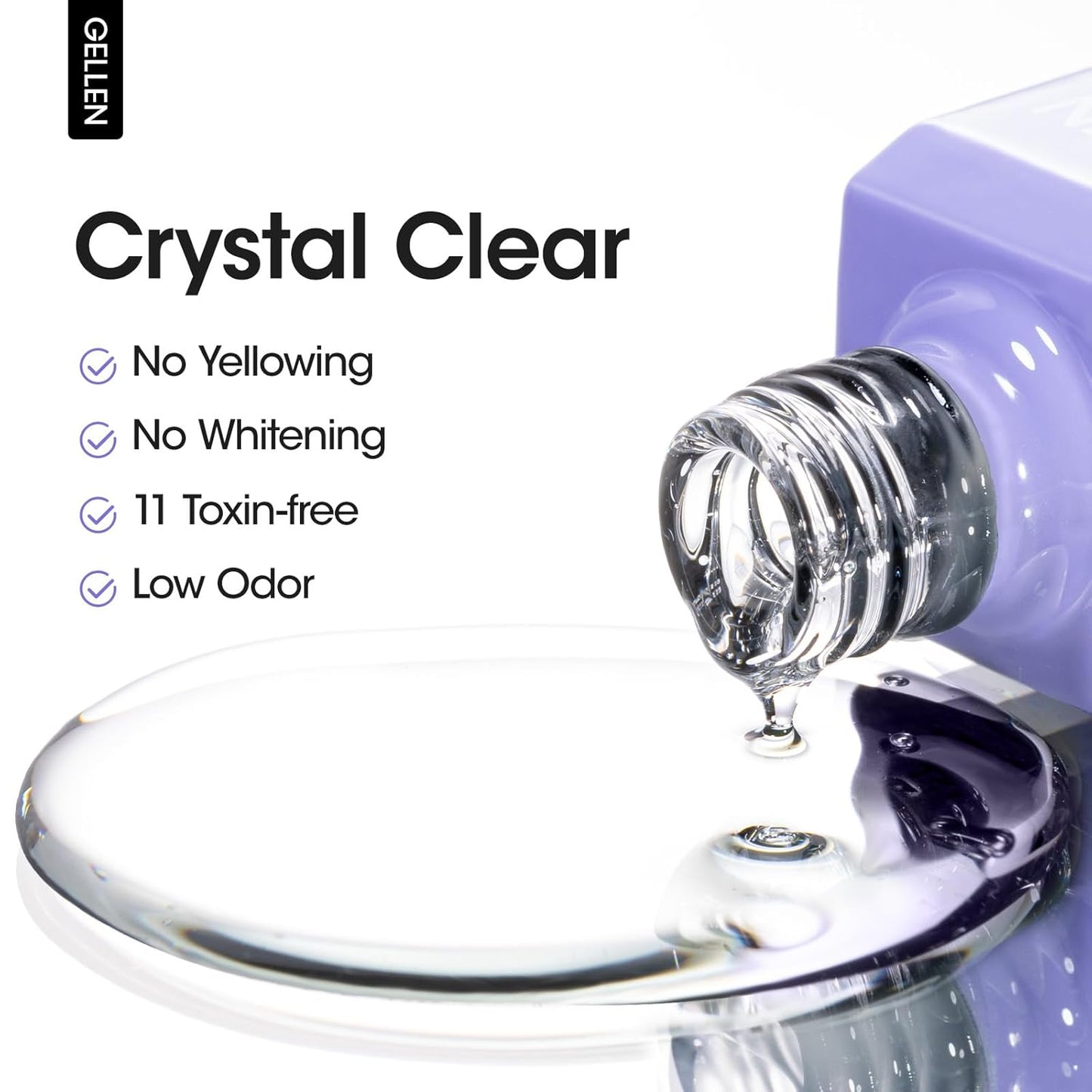 GELLEN No Wipe Gel Top Coat, 18ml Tempered Scratch Resistant Clear Nail Polish Finish, Soak Off UV Lamp Top Gel, High Gloss Shiny & Long Lasting Top Coat for Starter Nail Salon Art DIY Manicure-BrightBean Baby