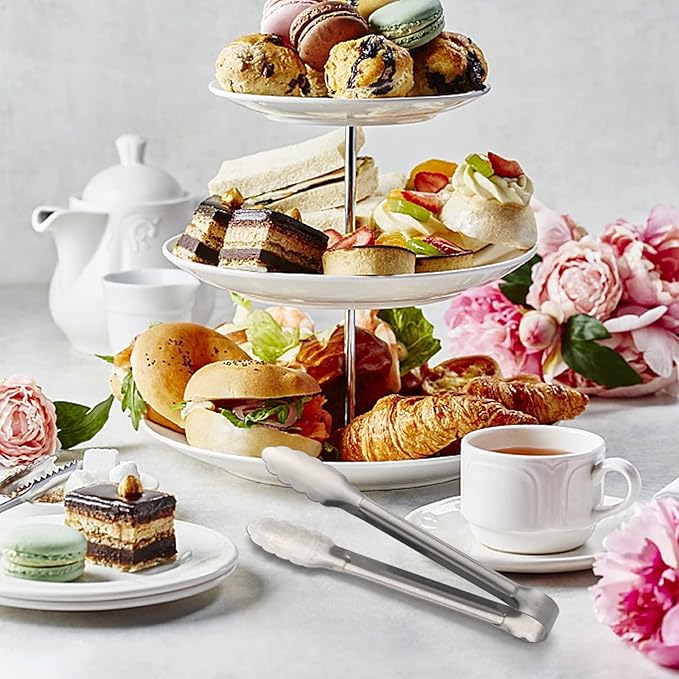 Serving Tongs,Buffet Tongs, ACAUTO Stainless Steel Food Tong Serving Tong Small Serving Tongs Stainless Steel Mini Appetizer Tongs, Set of 6 (7 Inch)