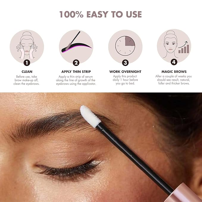 Eyebrow Growth Serum - Provides Full, Healthy And Well Defined Eyebrows - High Technology Formula - Vegan And Cruelty Free - Flexible Applicator Developed Specifically For Brows - 0.1 Oz-BrightBean Baby