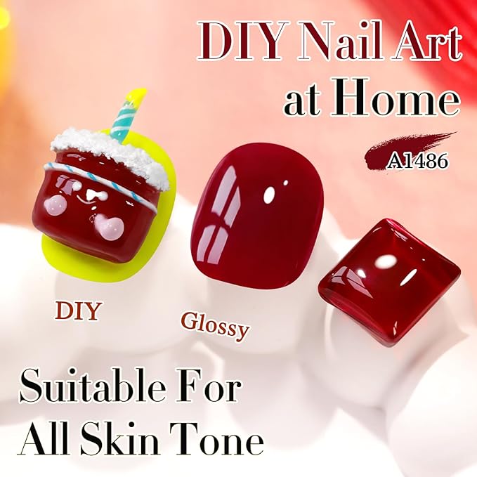 Double Rhythm Translucent Gel Polish Sheer Neutral Natural Light Milky Same Color Same Bottle 15ML Jelly UV Nail Polish Nail Art DIY at Home (Pale Burgundy-A1486)-BrightBean Baby