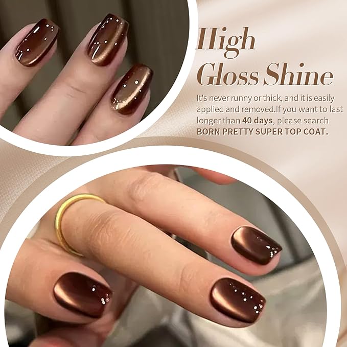 Born Pretty Cat Magnetic Eye Gel Nail Polish, Fall Winter Retro Cat Magnetic Gel, Pink Brown Blue Gray Green Magnetic Soak Off Nail Art Salon Manicure Home Gift 7ML 6PCS-BrightBean Baby