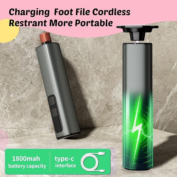 Electric Foot Callus Remover & Nail File - Electric Callus Remover for Feet, 9 Adjustable Speeds, 1800mAh Rechargeable, Portable Aluminum Body w/Type-C Charging for Home & Travel (Black)-BrightBean Baby