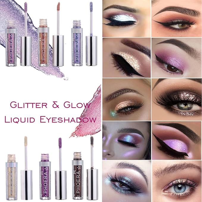 Glitter Eyeshadow，Makeup For Eyes Liquid Shimmer Sparkle Glow Light Colors Pencil Stick Shiny Long Lasting Waterproof Shining Eye Shadow Sets Metallic Pigments Metals Gloss Sparkling Pen Kit (A108)