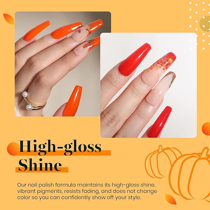 Beetles Fall Gel Polish Set, Burgundy Red Green Orange 6 Colors Gel Nail Polish Colors Sunset Leaves Soak Off Nail Art Lamp UV LED Cured Manicure Nail at Home Gifts for Women-BrightBean Baby