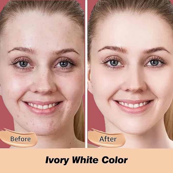 CC Cream Foundation Mushroom Head Air Cushion Face Makeup Moisturizing Concealer Waterproof Oil Control Long-Lasting Nude Makeup Even Skin Tone for All Skin Types(Ivory White)-BrightBean Baby