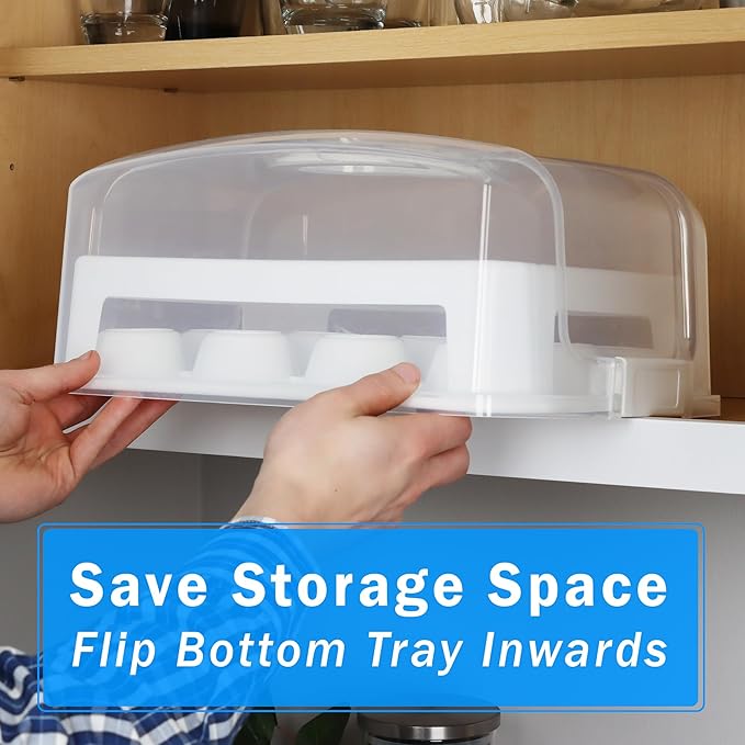 EXTRA TALL Cupcake Carrier 24 Count, 24 Cupcake Holder with Lid -Spacious 3.5” Tall Tiers Accommodate 24 Tall Frosted Cupcakes, Won't Smush! Cupcakes Containers Muffin Storage Container/ Muffin Holder