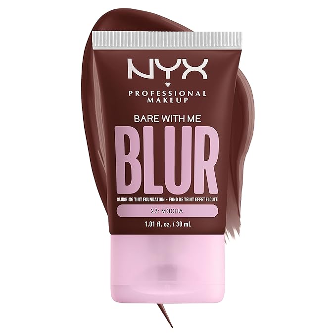 NYX PROFESSIONAL MAKEUP Bare With Me Blur Skin Tint Foundation Make Up with Matcha, Glycerin & Niacinamide - Mocha-BrightBean Baby