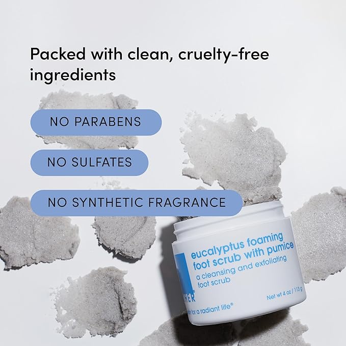LATHER Foot Scrub with Pumice Stone - Gentle Exfoliating Foaming Foot Scrub for Skin - Cracked Heel Repair for Smooth, Soft Feet - Pedicure Foot Spa | 4 Oz-BrightBean Baby