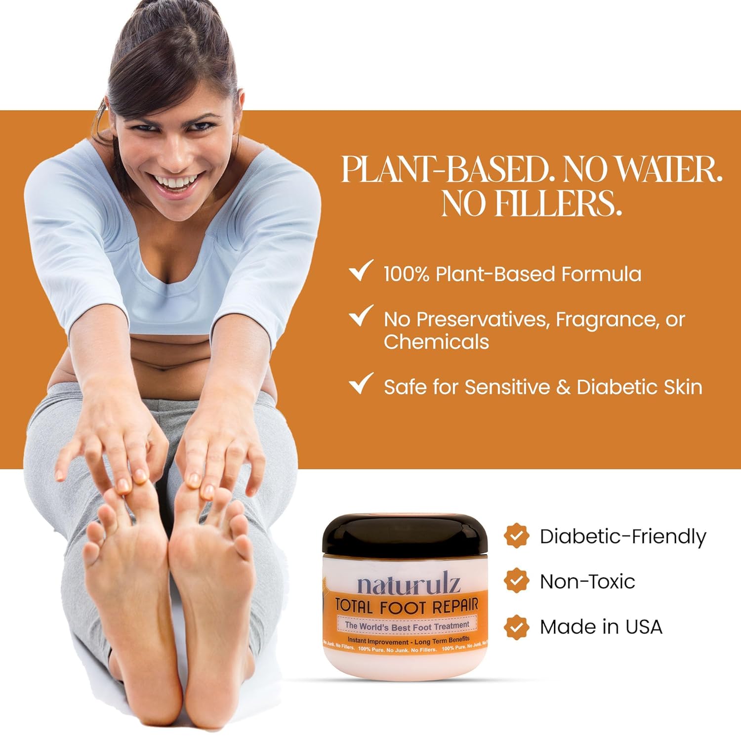 Naturulz Total Foot Repair 4oz – No Junk Foot Cream for Dry, Rough Skin & Cracked Heels, Lightweight & Compact Moisturizer for Feet, Knees, Elbows & Hands, Softens, Repairs & Smooths Cracked Skin-BrightBean Baby