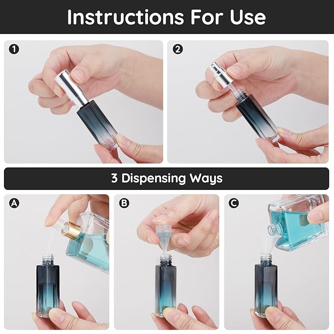 Segbeauty Refillable Perfume Bottle Travel, 5 Set of 10ML Pocket Glass Perfume Atomizer, Empty Fine Mist Mini Travel Bottles Set Cologne Atomizer Dispenser Fragrance Sprayer Cosmetic Container-BrightBean Baby