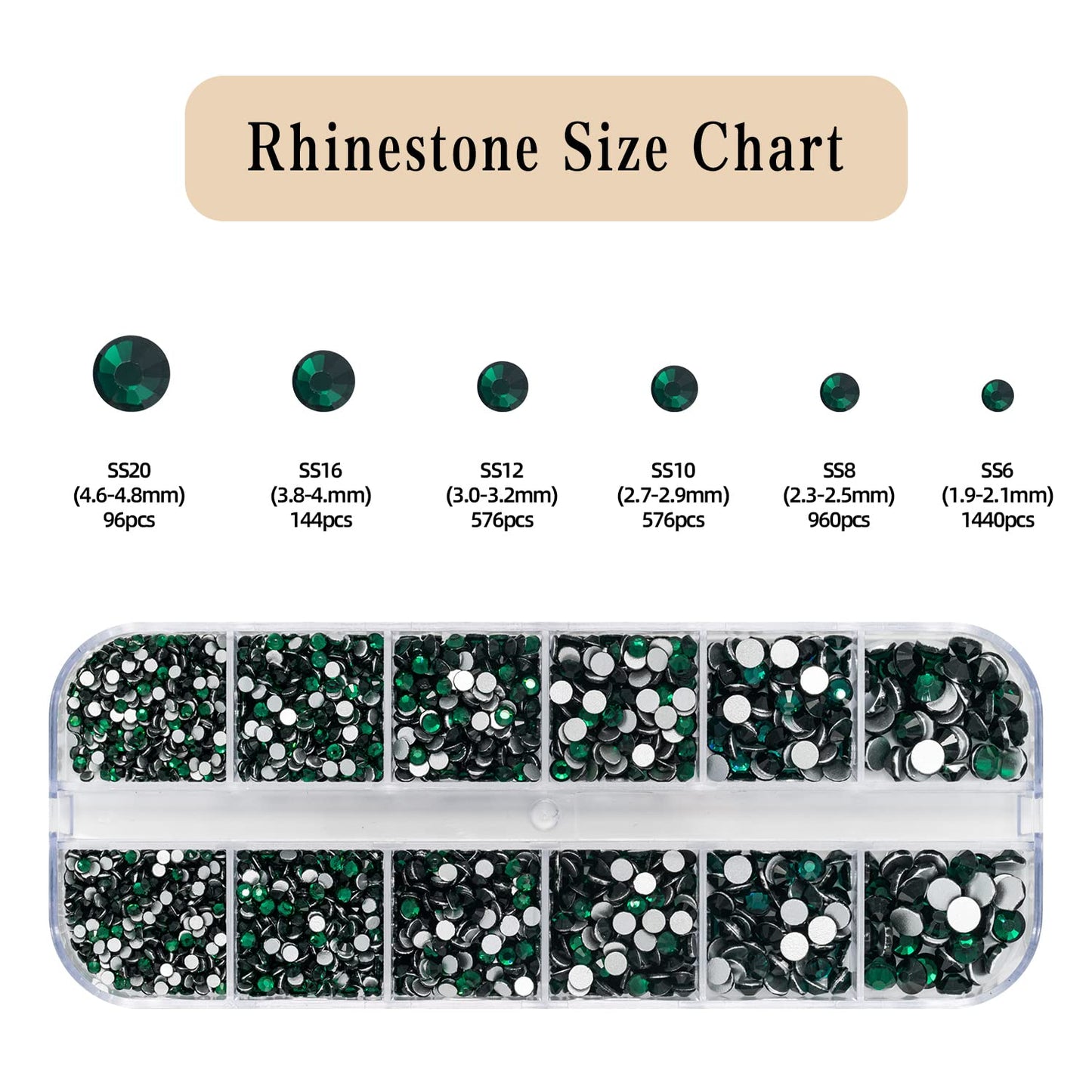 Flatback Crystal Rhinestones, 3792 Pieces Round Nail Gems Non Hot-fix Rhinestone SS6-SS20 Mixed Sizes Nail Art Rhinestones for Acrylic Nails, Crafts, Makeup, Clothes, Shoes, DIY Decorations-BrightBean Baby
