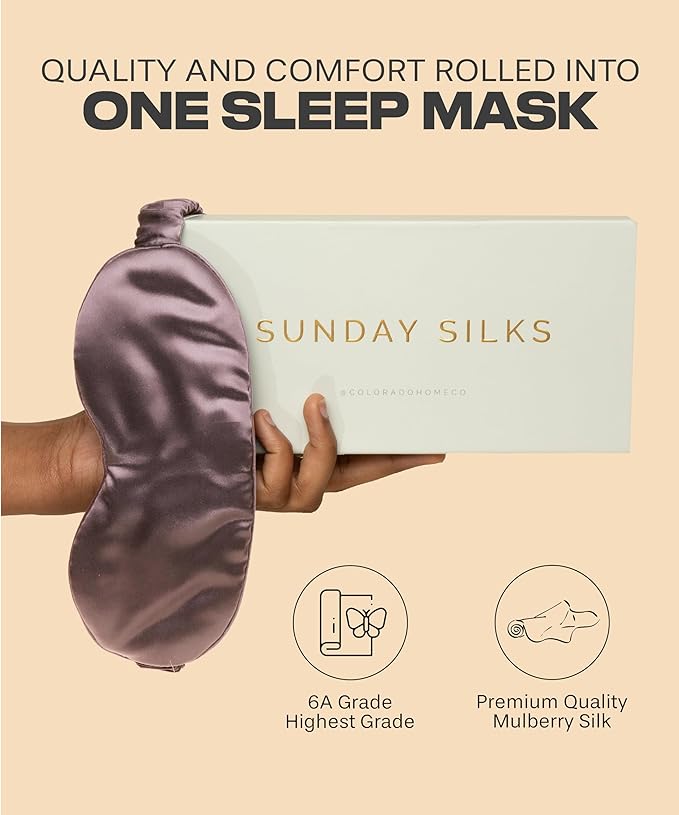 SUNDAYSILKS™ Exclusive Mulberry Silk Sleep Mask | Soft Eye Covers, Blackout Sleeping Mask for Women & Men | Silk Eye Mask for Sleep, Travel, and Relaxation | Antifaz para Dormir [Deep Muave]-BrightBean Baby