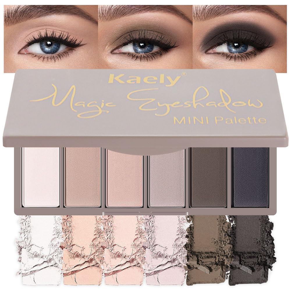 Kaely 6 Color Mini Nude Eyeshadow Palette Makeup, Highly Pigmented Eye Shadow Palette Waterproof, Natural Matte Eye Shadow Palette, paleta de sombras de ojos, Vegan & Cruelty-free, 01-BrightBean Baby