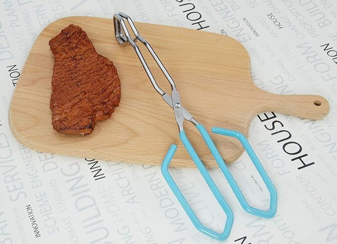 Scissor Style Tongs 10 Inches and 11 Inches Set Stainless Steel Grilling Tongs Hotdog Tongs, Set of 2